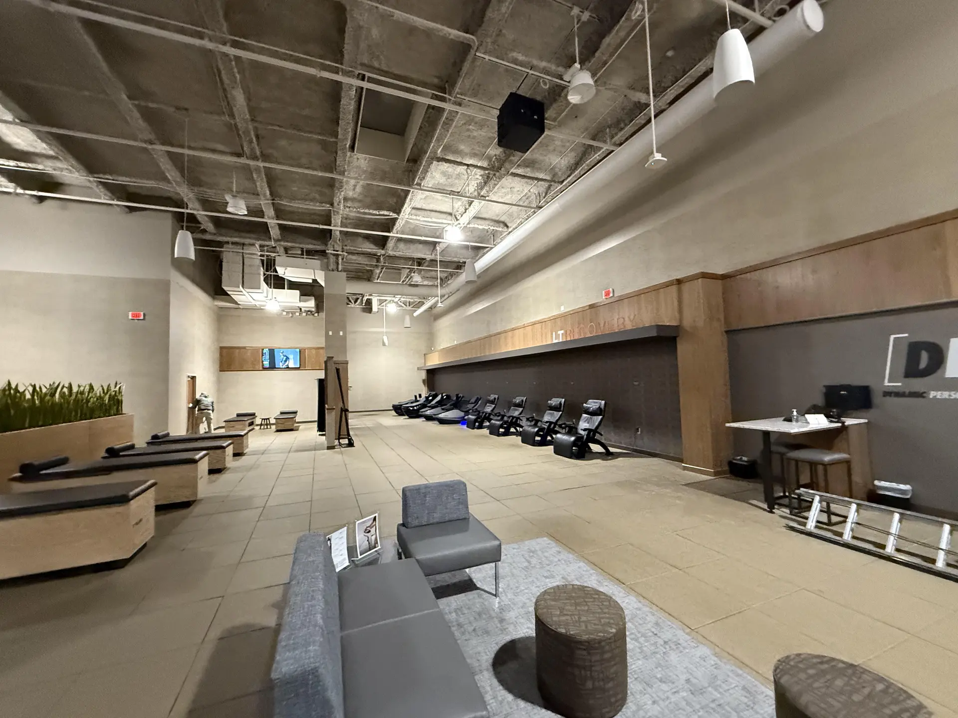 Completed wellness interior with custom wall finishes
